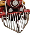 Front view of Metal Classic Locomotive Model Train Christmas Decor Vintage Tabletop Centerpiece with realistic red carriage