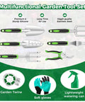 Heavy Duty Gardening Tools 10 Piece Set With Durable Stainless Steel Hand Tools Organizer Handbag Rust Proof Weeding Kit