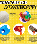 What Are The Advantages graphic showing Kids Outdoor Ninja Climbing Holds Set With 18 Rock Grips And 6 Ratchet Straps features.