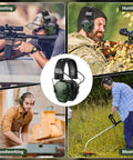Range Ready 23dB Shooting Earmuffs With Gel Ear Pads, Slim Active Noise Reduction And Sound Amplification For Gun Range And Hunting Green Requires 2 AAA Batteries Not Included used in shooting, hunting, woodworking, and mowing.
