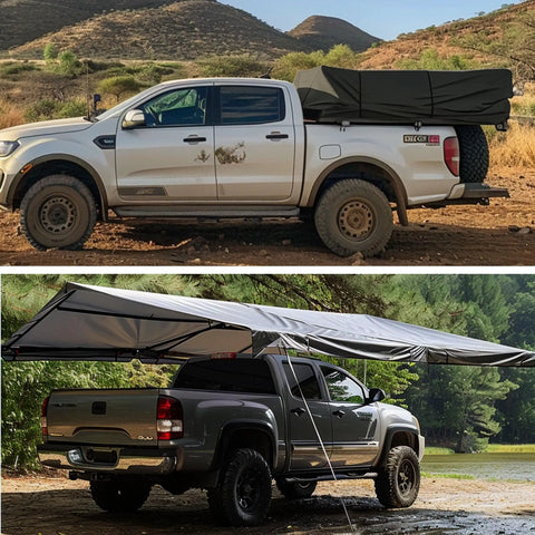Beefy Ultra Heavy Duty Tear Resistant Canvas Tarpaulin 10x12 Ft With 28 Mil Organic Silicone Coating on truck parked outdoors