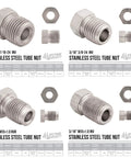 316L Stainless Steel Brake Line Kit 3/16 Inch By 25 Foot Marine Grade Tubing With 16 SAE Fittings For Cars And Trucks Rust Resistant High Pressure Up To 15,310 PSI Universal Fit fittings image