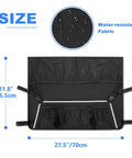 Grab And Go Side Pocket For Folding Wagons With Reflective Strip And Mesh Pouch Built For Umbrella And Small Accessories Foldable Outdoor Camping Cart Organizer Black Bag Only with dimensions and water-resistant fabric detail.