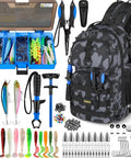 Waterproof Fishing Backpack With Tackle Boxes And Rod Holder For All Weather Gear Durable Sling Bag With Padded Straps Keeps Lures And Pliers Safe And Organized Perfect Gift For Men Who Live The Reel Life, shown with fishing tackle and pliers.