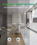 Living room with 6 Inch LED Recessed Lights Kit 12 Pack Ultra Thin Square Recessed With Junction Box 5 CCT Selectable shown dimming.
