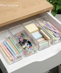 8 Pack Deep Drawer Organizers For Kitchens Closets And Bathrooms Super Solid Storage Bins for office supplies in clear bins.