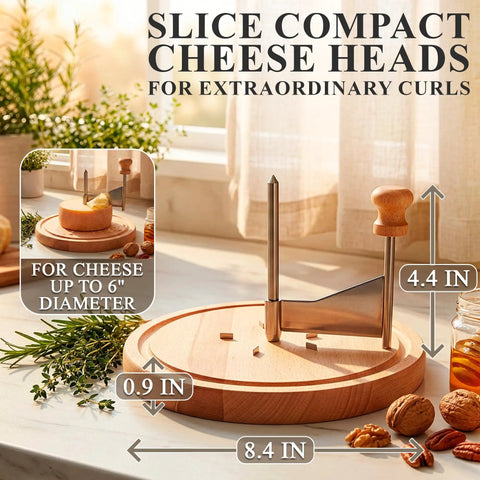 Rose Shaped Cheese Cutter Shaver For Semi Hard Cheeses, Manual Rotating Wheel Tool With Stainless Steel Blade