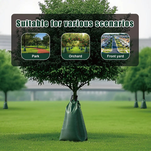 20 Gallon Tree Water Bags With Slow Release Irrigation System For Deep Root Moisture in park, orchard, and front yard settings