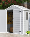 6x4 Ft Resin Outdoor Storage Shed With Floor Lockable Door Weatherproof Plastic Shed For Patio Furniture Garden Tools Bike Gear Lawn Mower Light Gray All Weather Ready