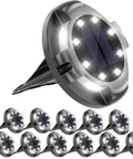 Close-up of Solar Outdoor Walkway Lights 12 Pack Bright Ground Lights Uplight And Sidelight Waterproof for Yard and Poolside