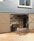 Exterior Sliding Barn Door Hardware Kit With Beefy Box Rail Heavy Duty 20 Foot Silver Finish Galvanized Steel installed