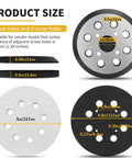 Solid Build 5 Inch Hook Loop Orbital Sander Metal Pad Compatible With Ryobi RS240 RS280 RS290 8 Hole Backing Plate dimensions and details
