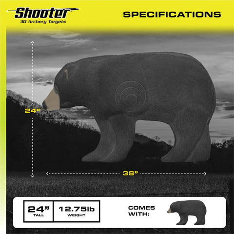 Bear 3D Archery Target For Realistic Practice, 375 FPS Rated, Lifelike Solid Body Design With Vital Scoring Ring, 24x38 in size