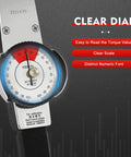 Dial Indicator Torque Wrench With One Half Inch Drive 0-100 Nm Range High Precision Torque Meter 3 Percent Accuracy Pro Grade Tool For Auto Enthusiasts Mechanics And DIY Garage Projects, clear dial scale