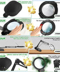 Comparison of Real Glass Magnifying Desk Lamp with 3 in 1 LED Lighting and inferior versions showing features and benefits.