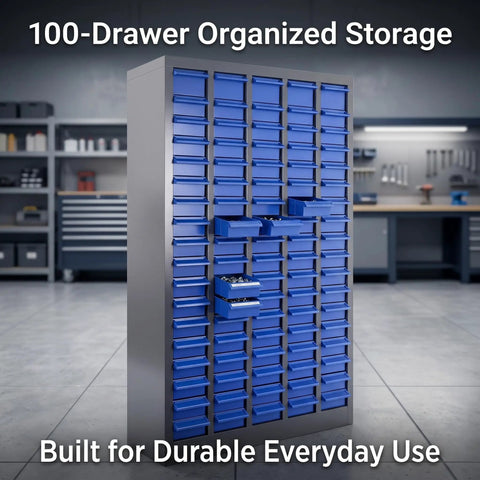 Heavy Duty 100 Drawer Rustproof Metal Hardware Organizer For Screws Bolts Fittings Fasteners With Industrial Grade Corrosion Resistant Build Keeps Your Shop Badass Organized And Looking Sharp