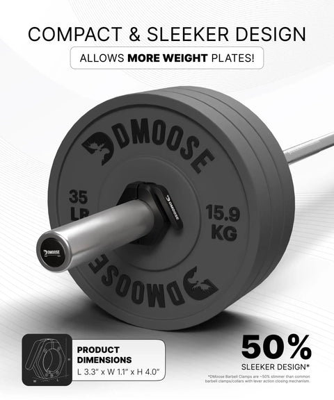 Two Inch Quick Release Barbell Clips With Anti Slip Lining For Easy On Easy Off Secure Weightlifting On Olympic Bars Black Non Magnetic Collars Built For Heavy Lifts And Quick Grips on loaded barbell