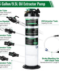 9.5 L Oil Extractor Pump All In One Kit For Cars And Boats Pneumatic And Manual Fluid Change Extractor With Main Hose