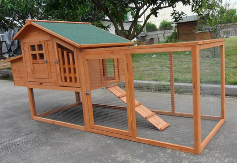 Deluxe Large Wood Chicken Coop With Nesting Box And Run For 3 To 5 Chickens Durable Fir Construction Easy Clean Tray hen house