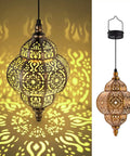 Hanging Solar Lanterns Outdoor Decor For Patio Pathway Yard And Garden, waterproof plastic Moroccan style lights, bronze finish