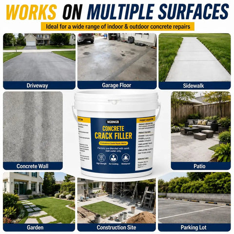 No Fluff Concrete Crack Filler And Heavy Duty Dry Mortar Repair Kit For Indoor Outdoor Projects Legit Rock Solid Gray Cement Mix on multiple surfaces.