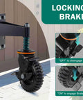 Beefy 6 Inch Gate Wheel With Brake for Sliding Farm Gates, heavy duty metal bracket, 360° swivel, all terrain rubber tire