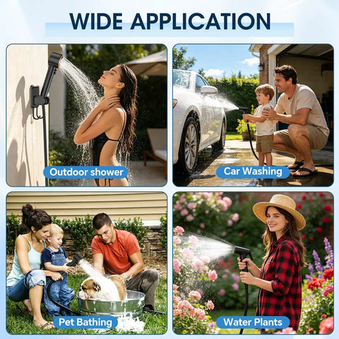 Beast Portable Camp Shower With 8000mAh Battery used for outdoor shower, car washing, pet bathing, and watering plants