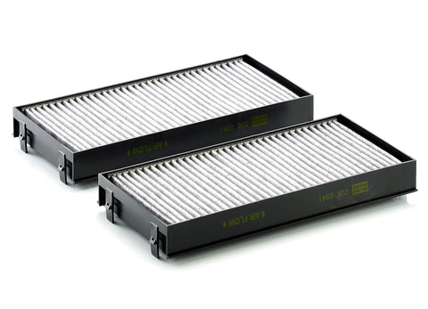 Two Cabin Air Filter 64 31 6 945 586 Exact Fit For Cars With Pollen Dust And Gas Filtration, angled side view