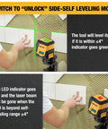 Side view of Green Beam Laser Level with Tripod, Self Leveling 65 Ft Cross Line Tool for Hanging Pictures and Floor Tile projects.