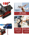9G Micro Servo Motor Kit With Metal Gears, High Torque 2.0 Kg Cm, 180 Degree Rotation, Ideal for RC Planes, Arduino Projects, Robotics