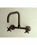 Oil Rubbed Bronze 8-Inch Adjustable Center Wall Mount Kitchen Faucet, Solid Brass, Drip-Free Ceramic Disc, 1.8 GPM Flow