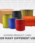 Various spools of rope including Twisted 3-Strand Black Polypropylene Rope 1 Inch By 100 Feet Heavy Duty Go-To Lightweight Synthetic Cord