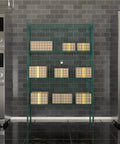Built Tough Green Epoxy Wire Mesh Security Cage Kit With Heavy Duty NSF Listing For Commercial Walk Ins And Restaurants, 24 By 48 By 74 Inches displaying secured boxes.