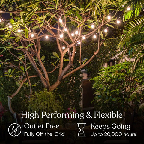 Solar Powered LED Outdoor String Lights 27 Ft Warm White Edison Bulbs For Patio Backyard Porch Waterproof And Durable