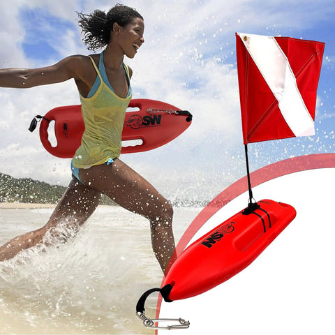 Compact Lifeguard Float Rescue Can Buoy 28 Inch For Spearfishing And Scuba Dive Durable Polyethylene Torpedo Style Buoy