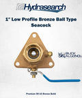 1 Inch Low Profile Bronze Ball Type Seacock With Full Flow 600 PSI Rating Durable C22000 Bronze Construction
