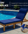 72 x 21 Inch Outdoor Chaise Lounge Cushions Set of 2 With Removable Covers 4-Section Design Water Repellent And Fade Resistant 6 Tie Straps Replacement For Patio And Pool Chairs In Navy shown by poolside