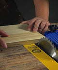 Built Like A Tank Table Saw Featherboard Adjustable Stackable Fence Jig T Slot T Rail Compatible Woodworking Safety Accessory in use with miter bar.