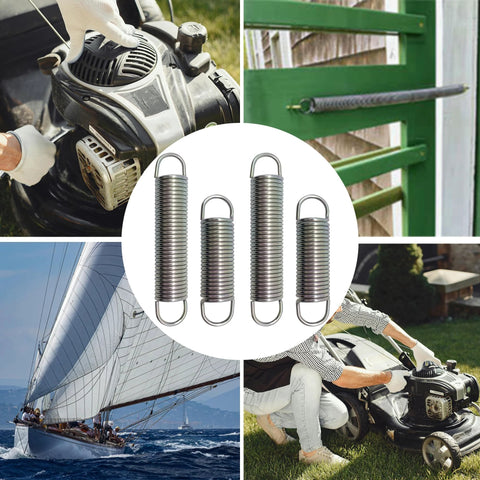 Extension springs, zinc-plated steel, single-loop ends, 4-pack