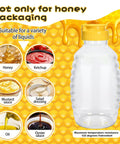 Transparent No Drip Honey Bottle Set For Easy Pouring 16 Oz Refillable Food Grade Containers With Leak Proof Flip Top Caps