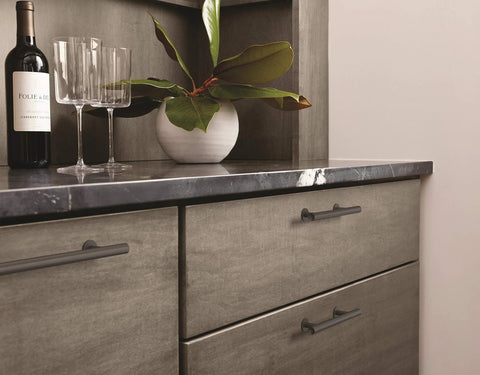 Matte Black Radius Cabinet Pull For Cabinets And Drawers In Contemporary Modern Style With Three And Three Quarters Inch Center To Center