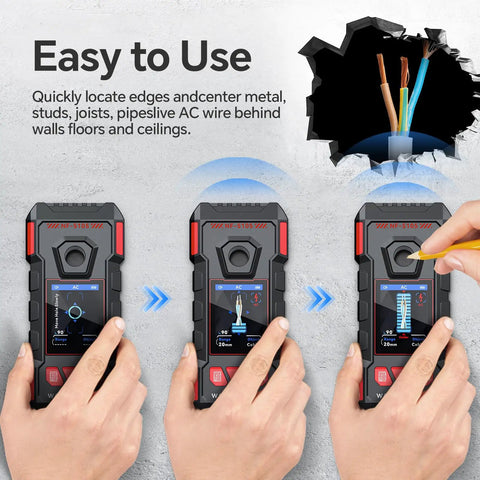 Rechargeable Stud Finder And Wall Scanner That Works Like A Charm For Spotting Wood Joists Live Ac Wires And Metal Pipes With Pinpoint Edge Center Detection For Zero Stress Home Projects And Effortless Weekend Fixes