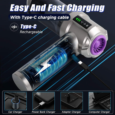 Cordless Car Vacuum With 18000Pa Brushless Motor, 120W Beast Handheld Vacuum And Air Duster charging via Type-C cable