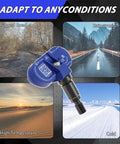 Top Shelf Four Piece Bluetooth TPMS Sensor Kit For Tesla Model 3 Y S X 2020 To 2025 shown adaptable to various weather conditions.