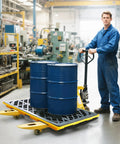 Two Drum Spill Containment Pallet With 48 By 24 By 4 Inch Beefy Footprint 2000 Pound Capacity Heavy Duty Forkliftable Tray in industrial use