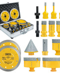 Amazon Upgrade 15-piece diamond tile hole saw kit in yellow case; includes 5/8–100mm hole saws and related bits.