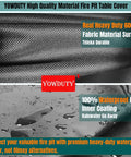 Close-up of Square 30 Inch Propane Fire Pit Cover Tough As Nails Waterproof 600D with heavy-duty fabric and waterproof coating
