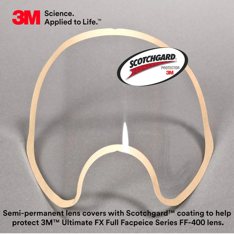 Semi-Permanent Lens Protector for FF-400 Full Facepiece Respirator, Scotchgard Coated Lens Covers With Tight Perimeter Seal