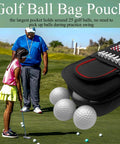 Golfers on course with Ultimate Golf Valuables Pouch and Ball Bag, portable organizer visible, holding golf equipment.