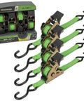 Retractable Ratchet Tie Down Straps 4 Pack 1,500 LB Break Strength 500 LB Safe Work Load Standard Duty Secure And Haul ATVs